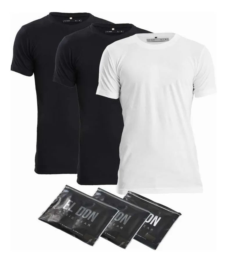 Pack X3 Remeras Básicas Slim El Don Hombre Algodón