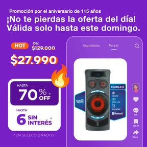 Torre de Sonido Noblex MNT290 Bluetooth Efectos de Voz y Luces LED Negro